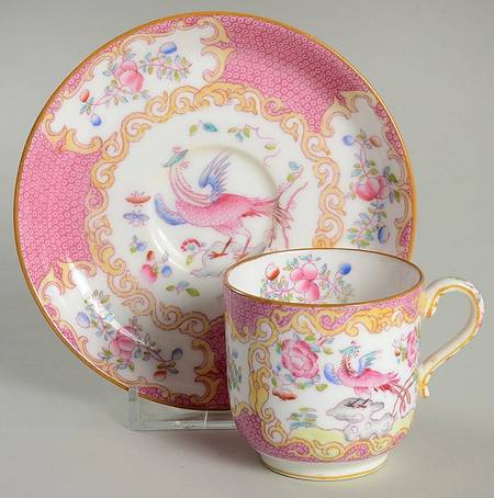 Cockatrice Pink (Smooth, Globe Backstamp) Flat Demitasse Cup & Saucer Set