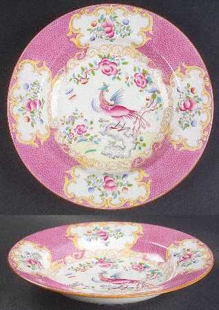 Cockatrice Pink (Smooth, Globe Backstamp) Rim Soup Bowl