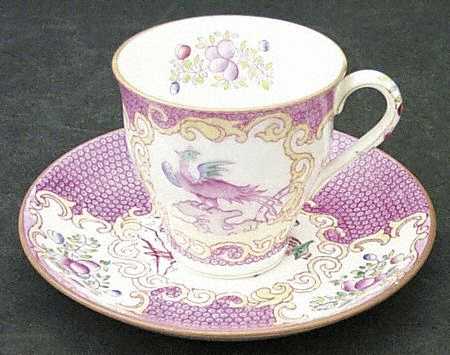 Cockatrice Pink (Smooth, Globe Backstamp) Flat Demitasse Cup & Saucer Set