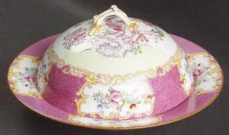 Cockatrice Pink (Smooth, Globe Backstamp) Muffin Dish & Lid