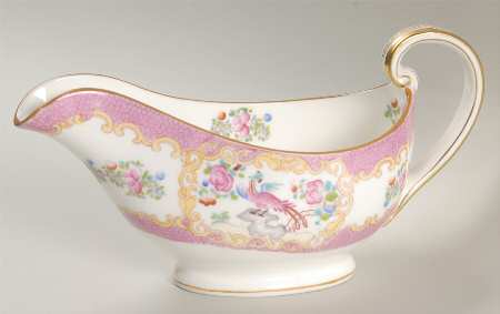 Cockatrice Pink (Smooth, Globe Backstamp) Gravy Boat