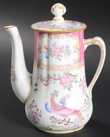 Cockatrice Pink (Smooth, Globe Backstamp) Mini Coffee Pot & Lid