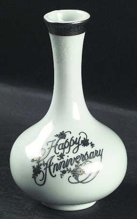 Happy Anniversary Platinum Bud Vase