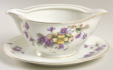 Adele (Orleans Shape, Narrow Rim) Gravy Boat with Attached Underplate
