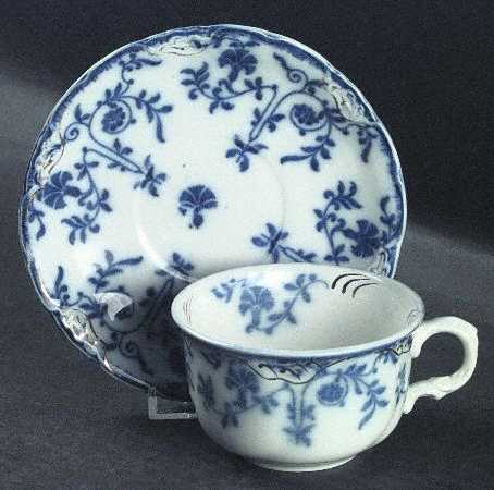 Colonial (Gold Accent) Flat Cup & Saucer Set