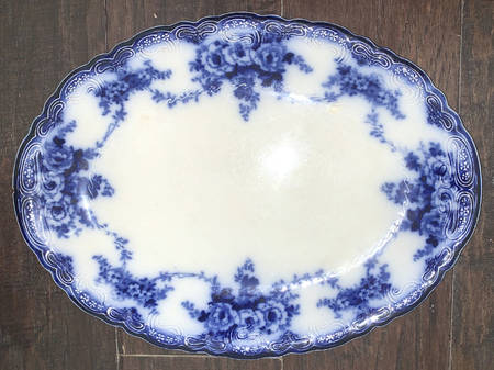 Devon (Flow Blue, No Gold) 12" Oval Serving Platter