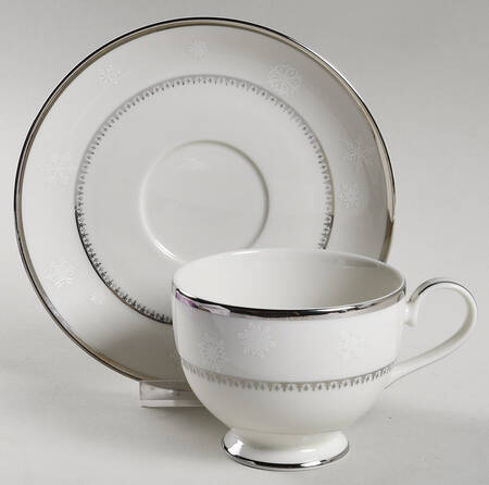 White Christmas Footed Cup & Saucer Set