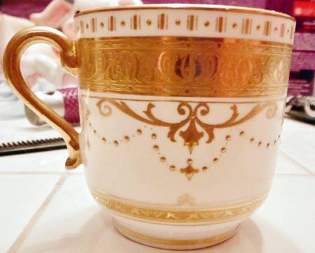 H3655 (White and Gold) Flat Demitasse Cup