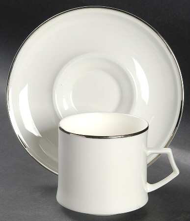 Silver Ring Flat Cup & Saucer Set by Mikasa
