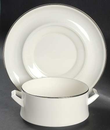Silver Ring Flat Cream Soup Bowl & Saucer Set