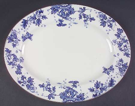 Oakland Blue (Smooth, Gold Trim) 14" Oval Serving Platter