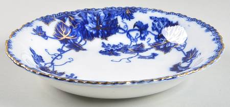 Virginia (Flow Blue, Gold Accent) Coupe Soup Bowl