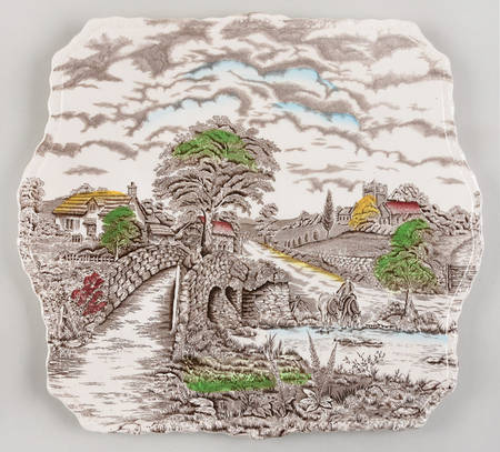 England's Charm Square Handled Cake Plate