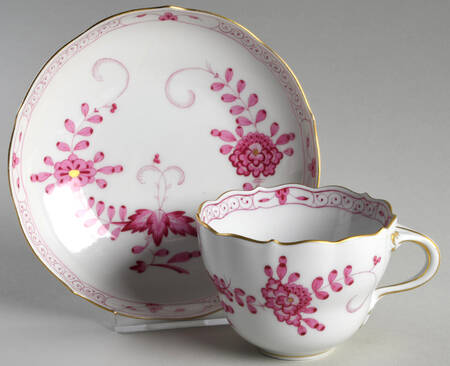 Indian Painting Amethyst Flat Cup & Saucer Set