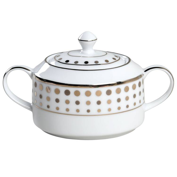 Platinum Dot Sugar Bowl & Lid