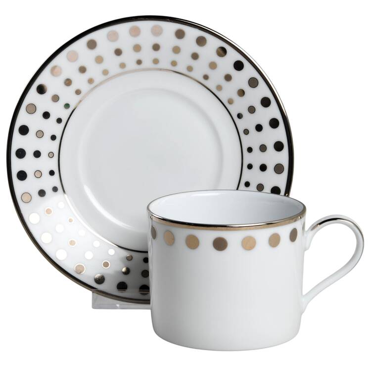 Platinum Dot Flat Cup & Saucer Set