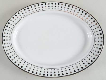 Platinum Dot 13" Oval Serving Platter