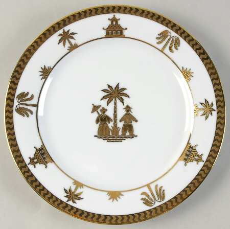 Chinese Garden Gold Salad Plate
