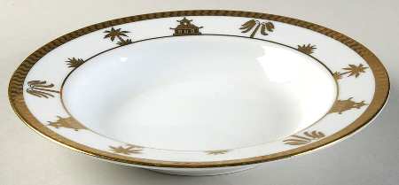 Chinese Garden Gold Large Rim Soup Bowl