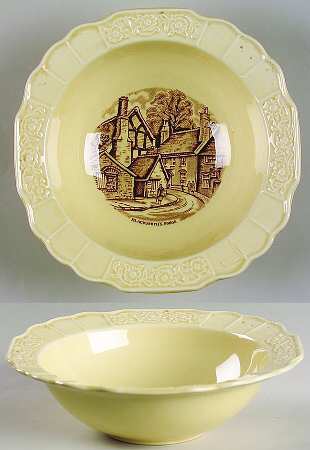 Shakespeare Land Brown (Embossed) Rim Cereal Bowl by Myott Staffordshire