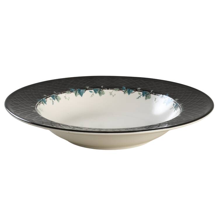 Ebony Accent Large Rim Soup Bowl