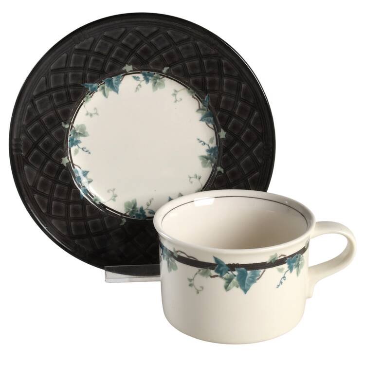 Ebony Accent Flat Cup & Saucer Set