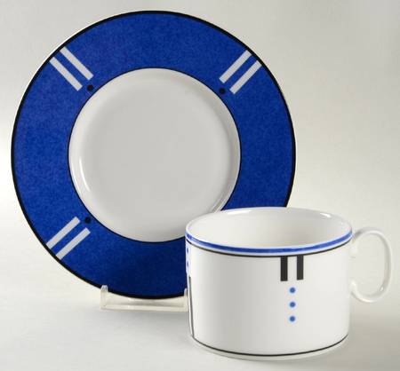 Pinstripe Flat Cup & Saucer Set