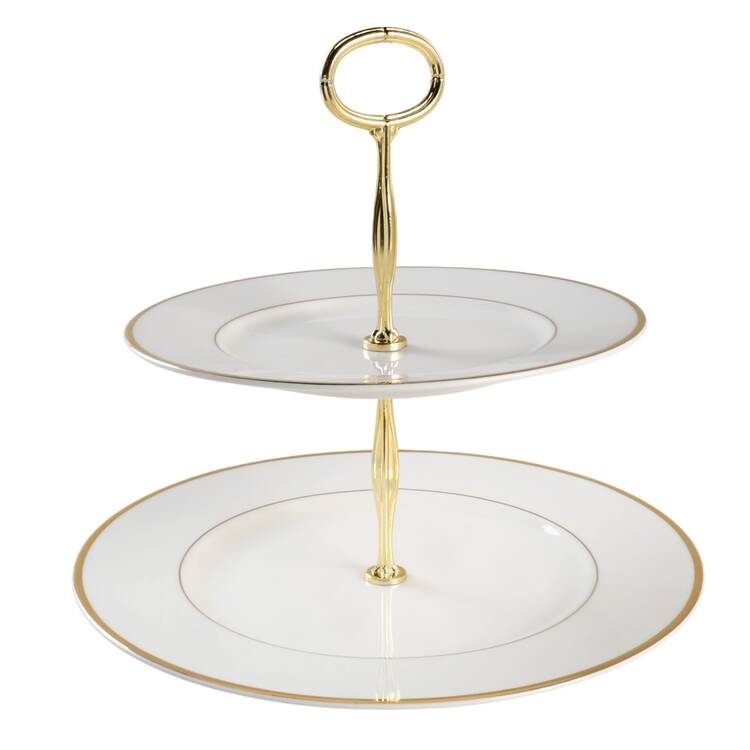Cameo Gold 6 5/8"-10"  2 Tiered Serving Tray (Dp, Sp) HC