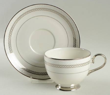 Heirloom Platinum Footed Cup & Saucer Set