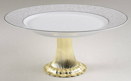 Parchment (Thailand) Cake Stand with 4"-5" Metal Pedestal  Hc