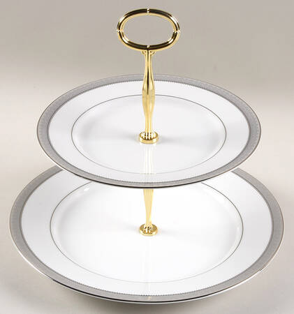 Platinum Crown 6 5/8"-10"  2 Tiered Serving Tray (Dp, Sp) HC