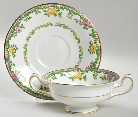 S406 Footed Cream Soup Bowl & Saucer Set
