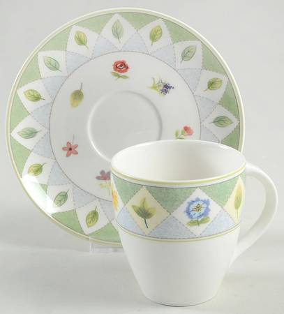 Wood Flowers Flat Cup & Saucer Set by Mikasa