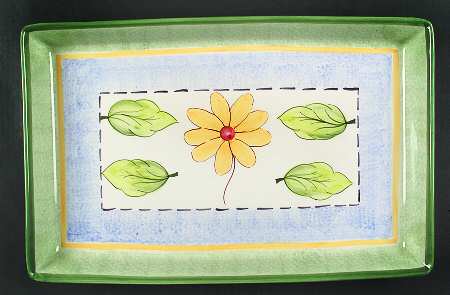 Wood Flowers 18" Rectangular Serving Platter