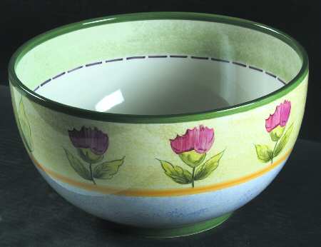Wood Flowers 11" Large Salad Serving Bowl