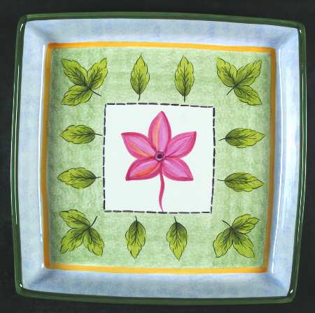 Wood Flowers Square Tray