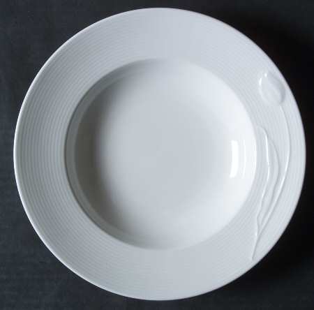 White Garden Large Rim Soup Bowl