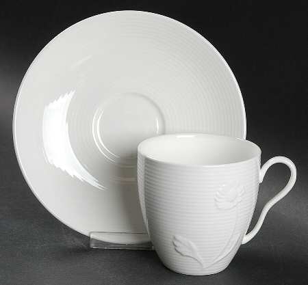 White Garden Flat Cup & Saucer Set