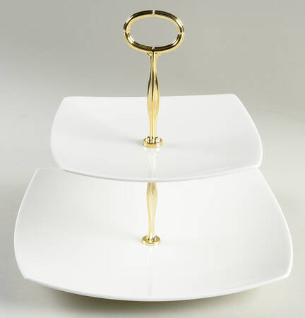Elegance White 6 5/8"-10"  2 Tiered Serving Tray (Dp, Sp) HC