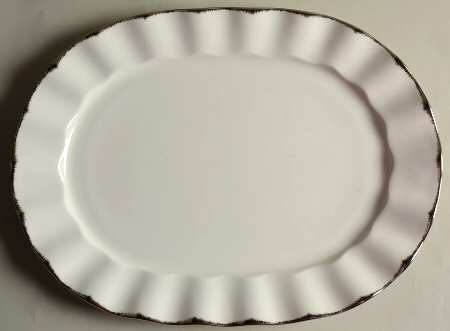 Silver Moire 15" Oval Serving Platter