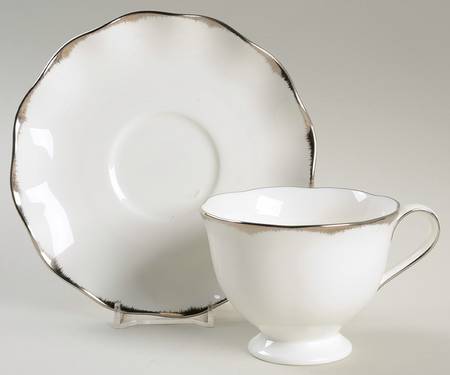 Silver Moire Footed Cup & Saucer Set