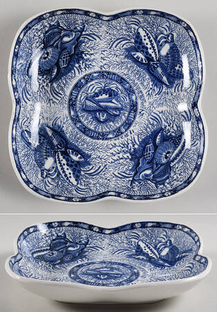 Torquay Blue (Scalloped, No Trim) Clover Shaped Dish