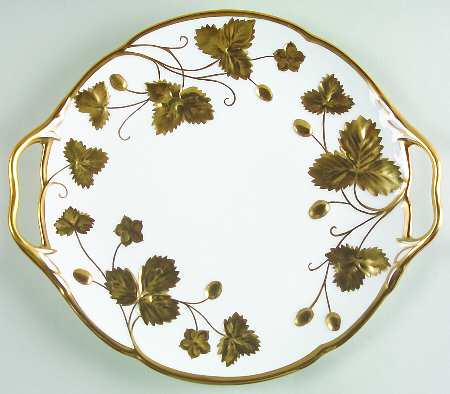 Victoria Strawberry Gold Handled Cake Plate