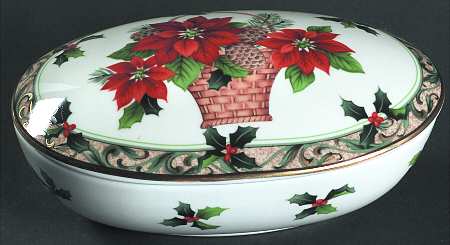 Poinsettia Large Oval Box & Lid
