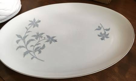 Blue Brocade 16" Oval Serving Platter