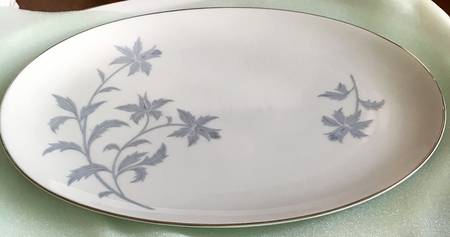 Blue Brocade 13" Oval Serving Platter