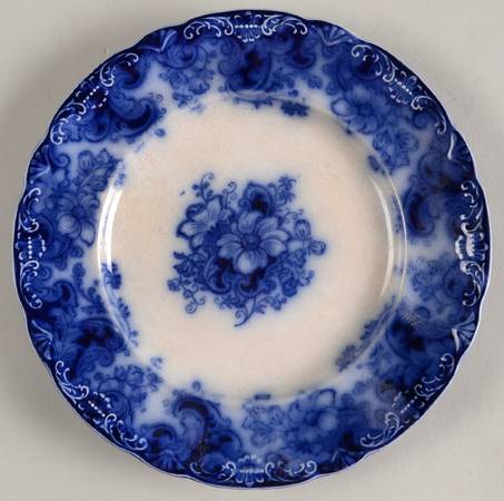 Ormonde Flow Blue (Scalloped and Embossed) Luncheon Plate