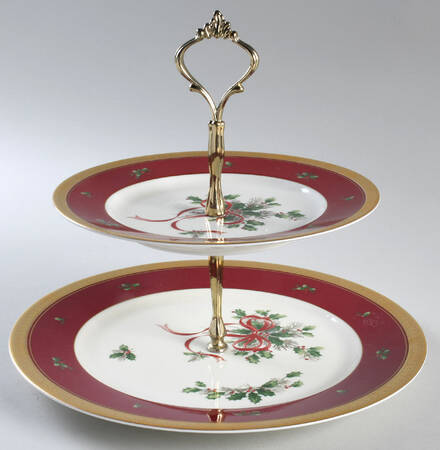 Palatial Holly Gold 2 Tiered Serving Tray (Dinner & Salad Plate)