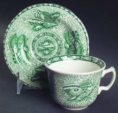 Torquay Green (No Trim) Flat Cup & Saucer Set