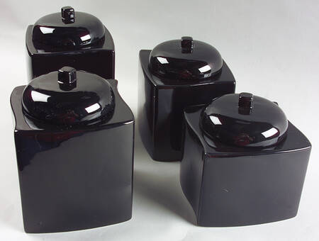 Simplicity Black Hypnotic Wave (KT532) (4 Piece) Canister Set (Box Set)